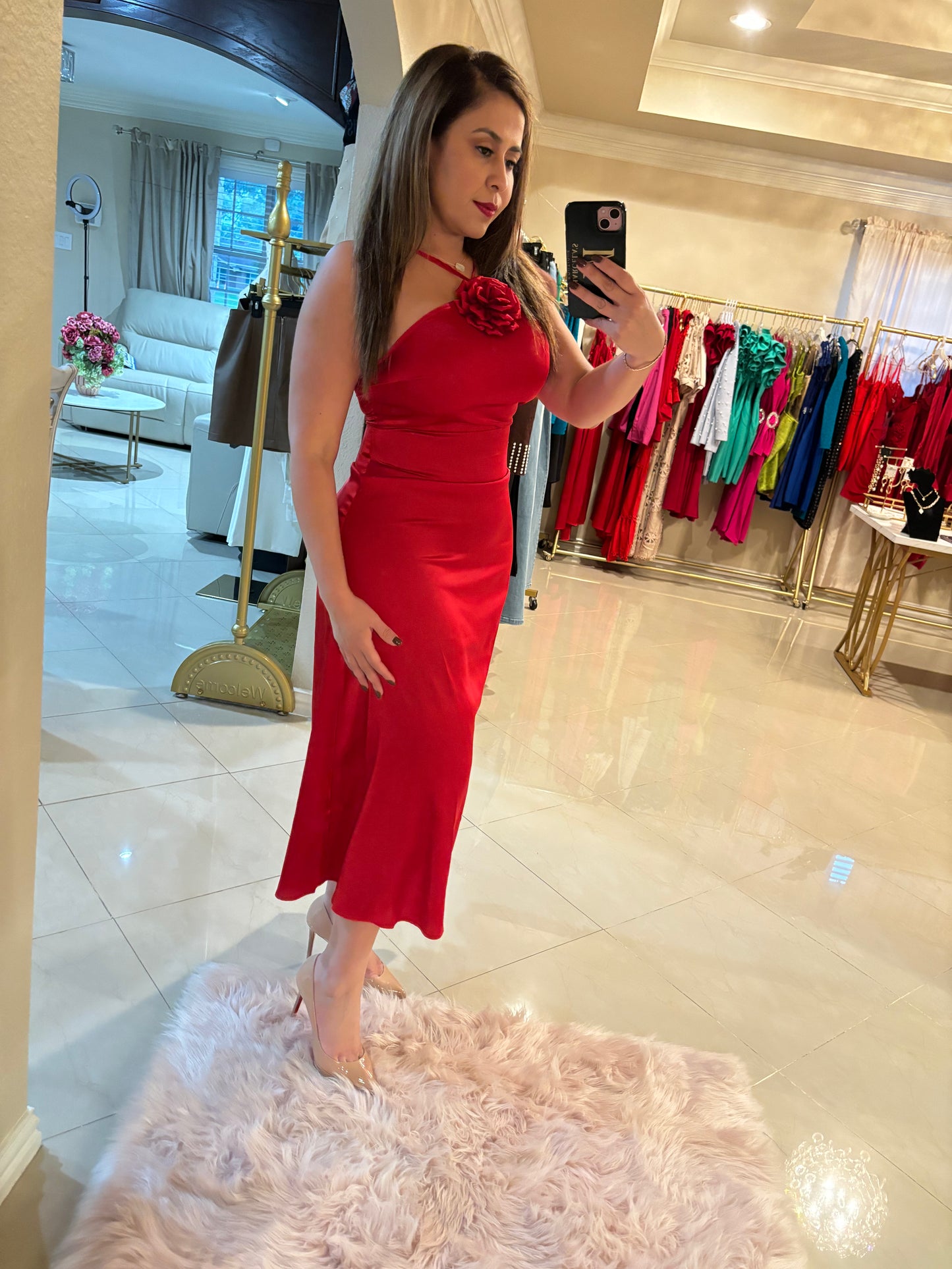 Ruby red solid satin