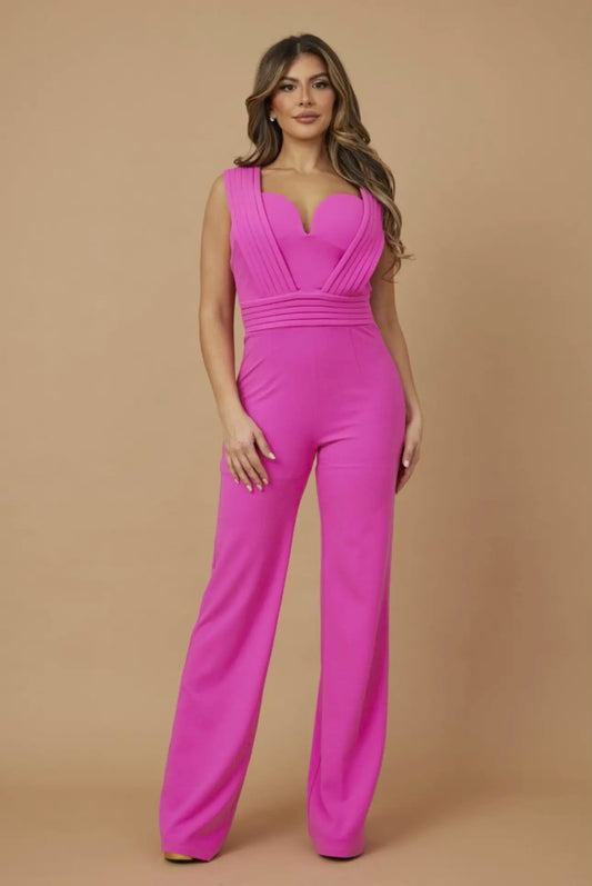 Pleat Detailed Strap Fashion Jumpsuit